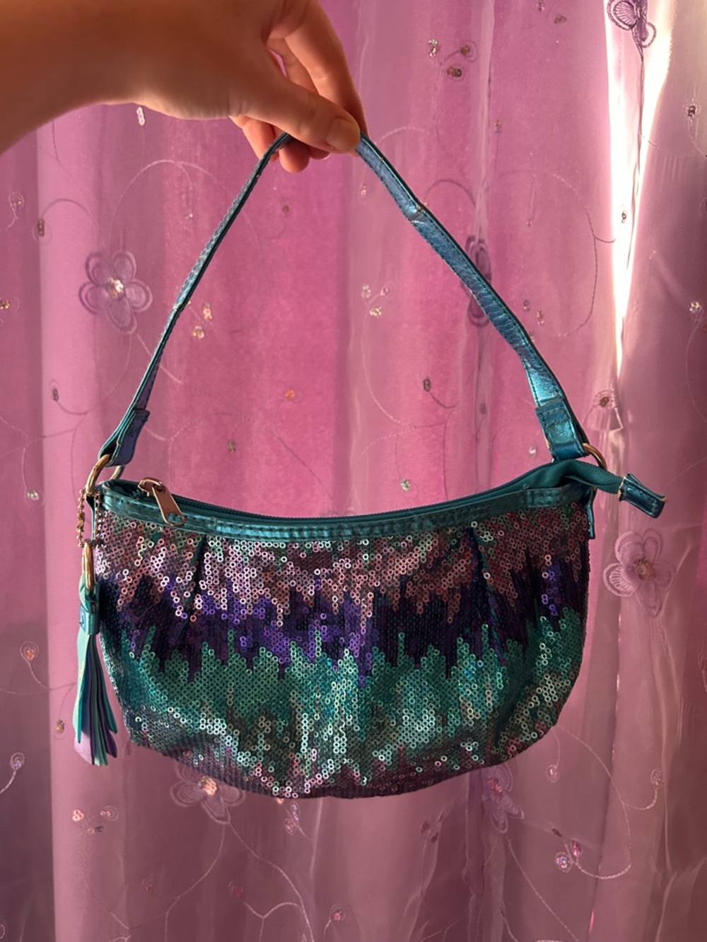 Justice Teal and Purple‎ Sequin Mini Shoulder Bag
